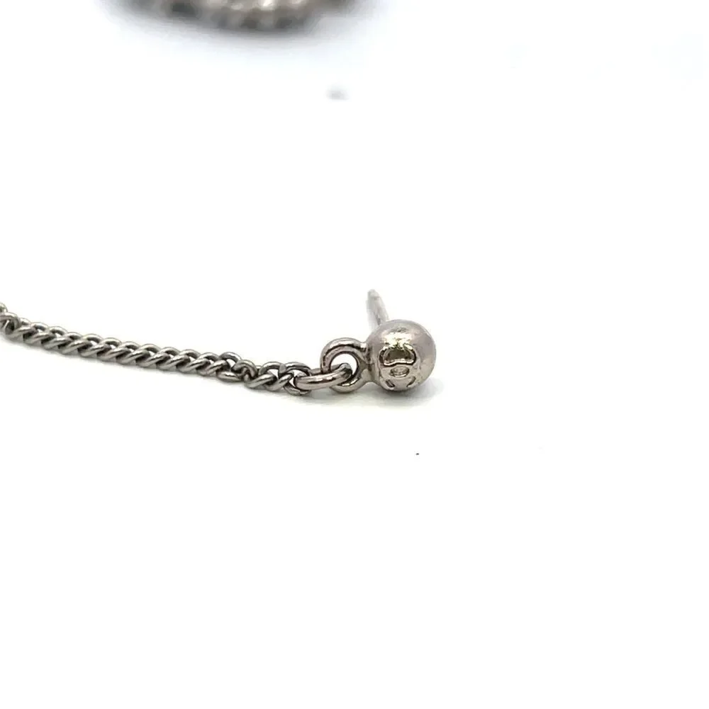 CHANEL Baguette Crystal CC Drop Earrings Silver